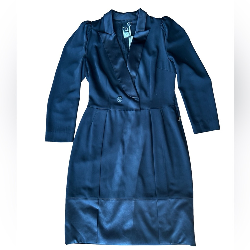 Just Cavalli Black Satin Blazer Dress